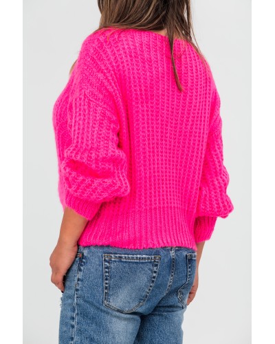 Pullover Casual Tricot Fuxia