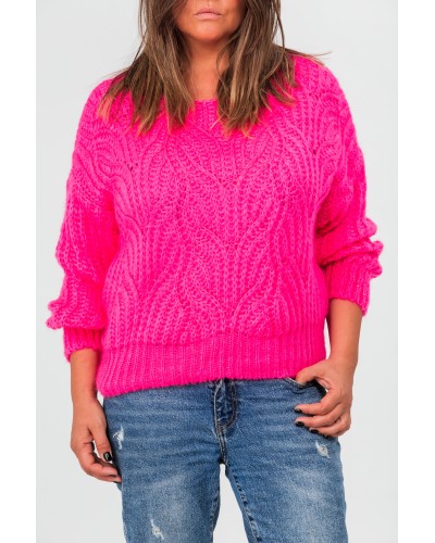 Pullover Casual Tricot Fuxia