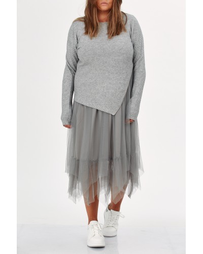 Pullover Zip Lateral Suprapus Abito Tulle