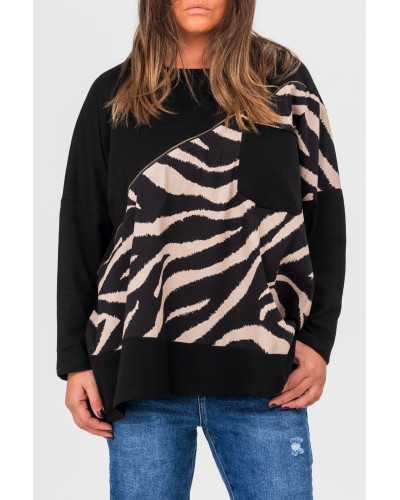 Maglia Cotton Zip Mix Zebra