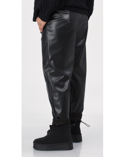 Pantaloni Boyfriend PU Leather