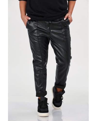 Pantaloni Casual PU Leather Buzunare