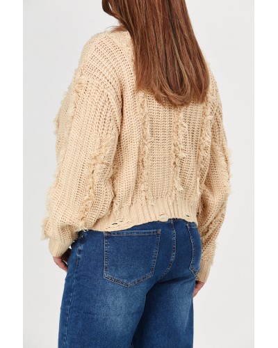 Pullover Retro Franjuri Beige