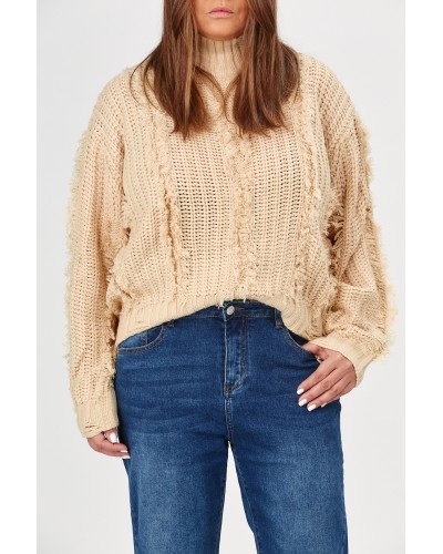 Pullover Retro Franjuri Beige